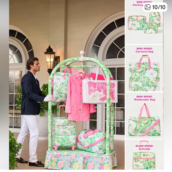 💚🌸NWT Lilly Pulitzer Green Poppyland Weekender Travel Bag with Pink Strap💚🌸 - Picture 3 of 5